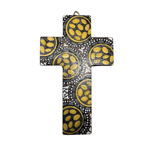 Indigenous Cross Hand Painted 15CM I1 | Online Christian Supplies Shop