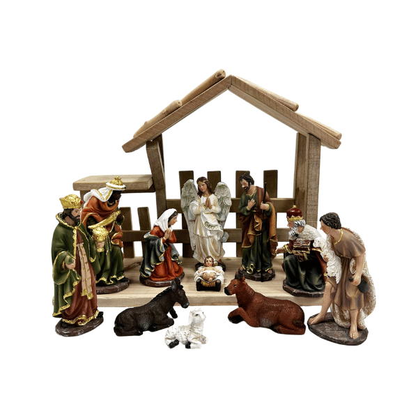 NATIVITY SET &amp; STABLE - 130MM 11PCS