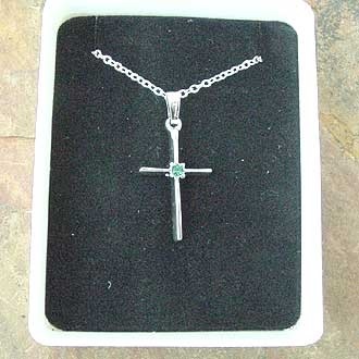 Green stone clearance cross necklace