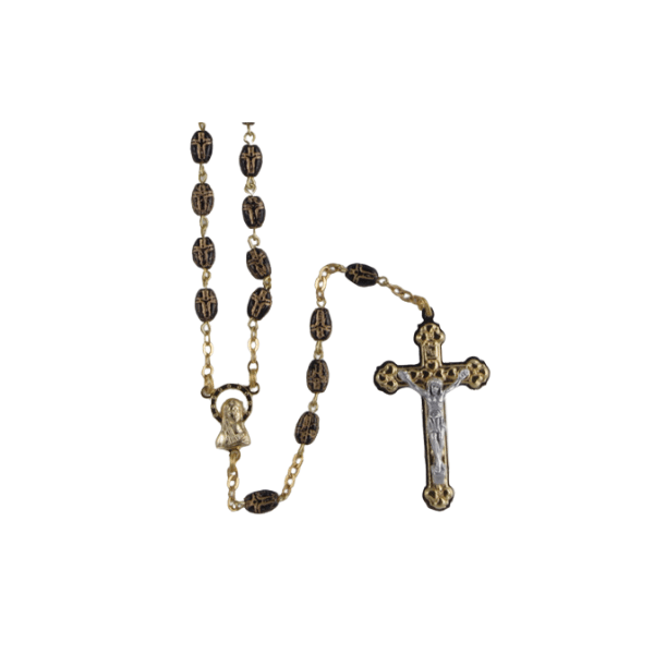 black rosary cross